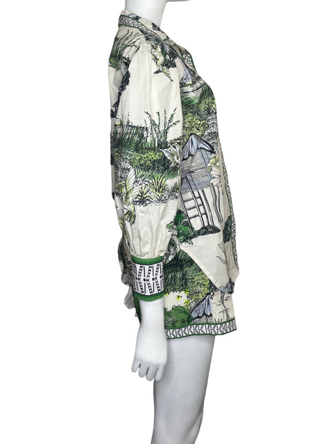 Set Las Sureñas Camisa+short Estampado Algodón Verde - Talla S