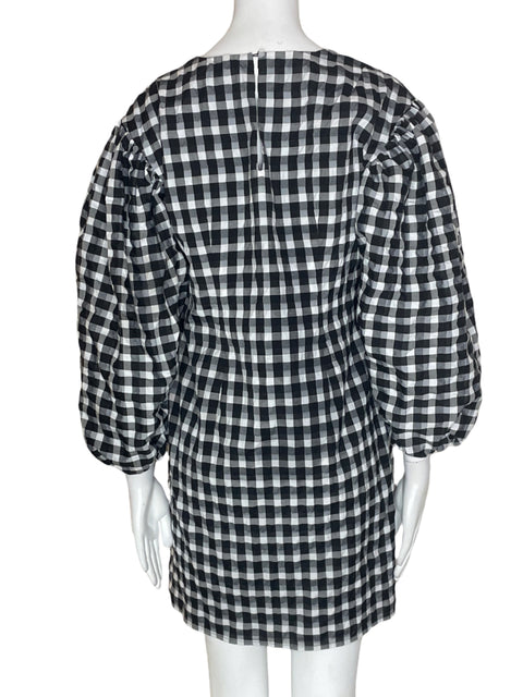 Vestido J.crew Cuadros Abullonado Suelto Negro - Talla S