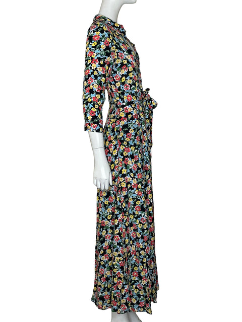 Vestido Zara Maxi Floral Amarillo - Talla M