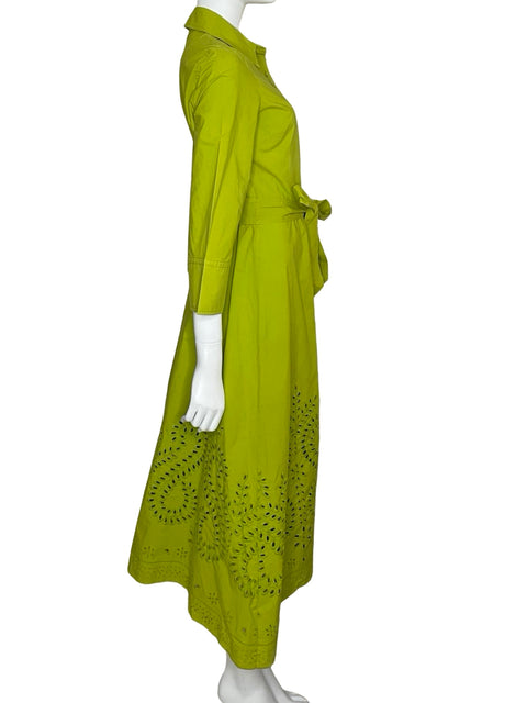 Vestido Zara Camisero Eyelet Verde - Talla S
