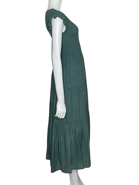 Vestido Mine Maxi Fluido Verde - Talla M