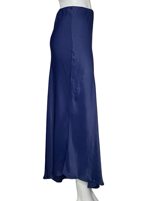 Falda Anthropologie Maxi Satinada Azul - Talla XL