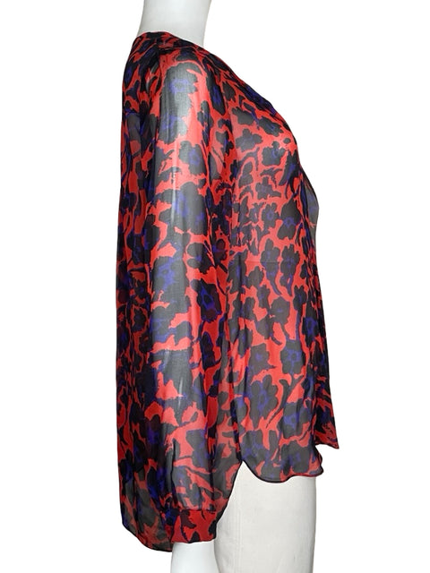 Camisa Diane Von Furstenberg Vuelos Estampado Rojo - Talla 12