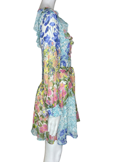 Vestido Zara Estampado Suelto Azul - Talla M