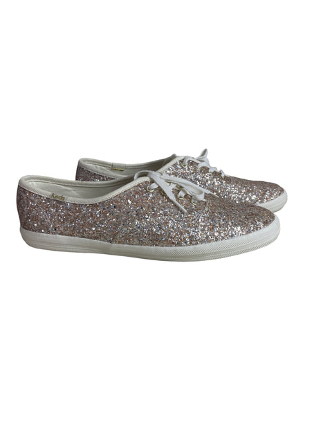 Zapatilla Softerra Keds Brillo Bajas Cordones Plateado - Talla 39