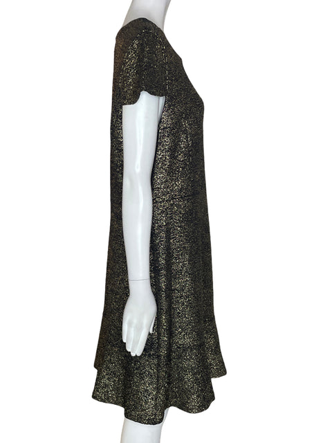 Vestido Michael Kors Brillo Manga corta Cuello redondo Dorado - Talla XL