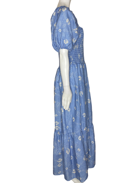 Vestido Zawary Estampado Abullonado Ajustado Azul - Talla XL