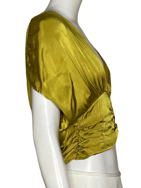 Top Zara Satinado Verde - Talla S