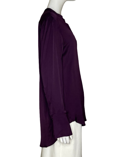 Blusa Zara Cuello Mao Satinado Morado - Talla M