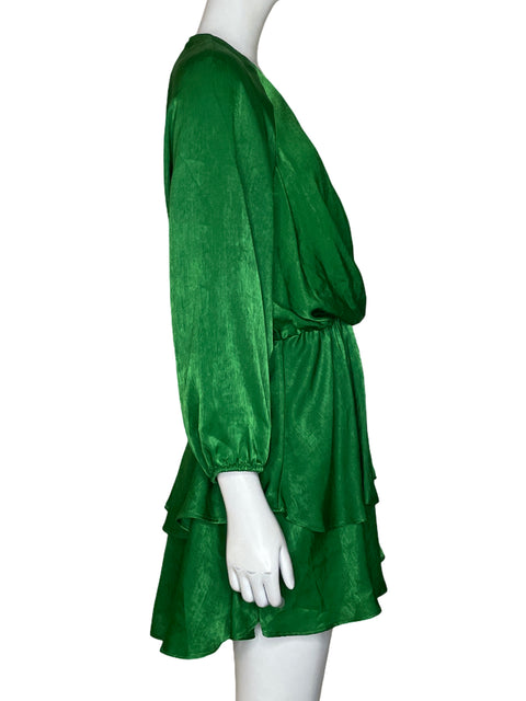 Vestido Zara Midi Satinado Verde - Talla S