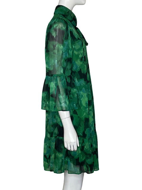 Vestido Calvin Klein Midi Metalizado Verde - Talla 4
