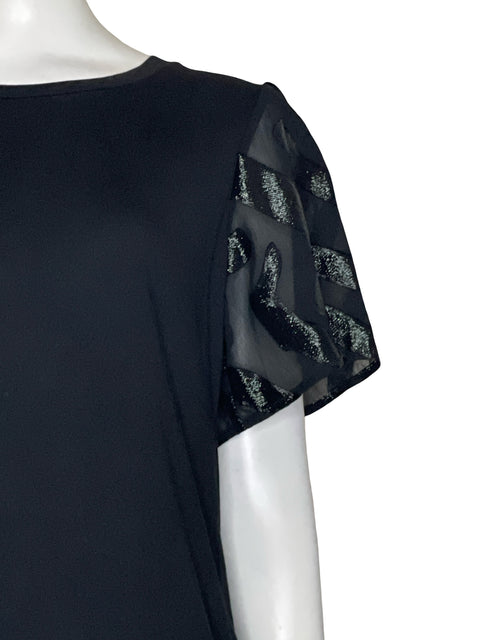 Blusa Michael Kors Malla Transparente Con Detalles Brillantes Negro - Talla M