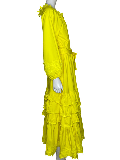 Vestido Via Vai Maxi Vuelos Amarillo - Talla M