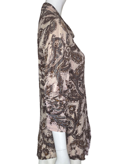 Blusa Karen Kane Estampado Botones Marrón - Talla XL