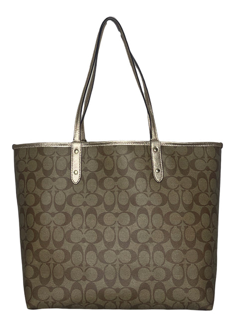 Cartera Coach Reversible City Tote Dorado - Talla U