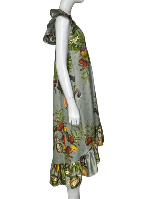 Vestido Eugenia Fernandez Estampado Tropical Midi Verde - Talla S