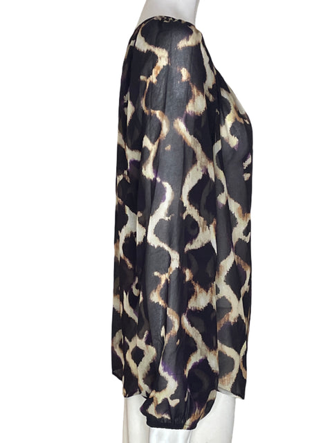 Blusa Karen Kane Estampado Transparente Manga larga Marrón - Talla M