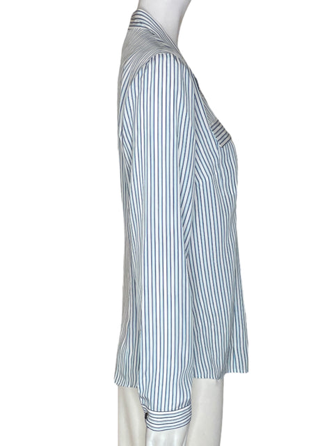 Blusa Jones New York Rayas Cuello v Manga larga Azul - Talla S