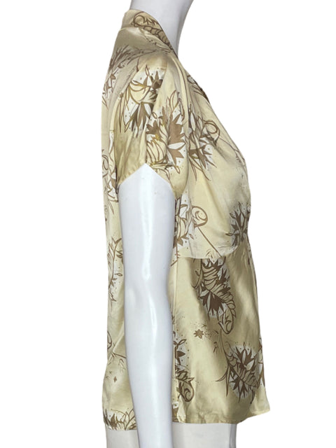 Blusa Anne Klein Estampado Manga corta Cruzado Beige - Talla 10