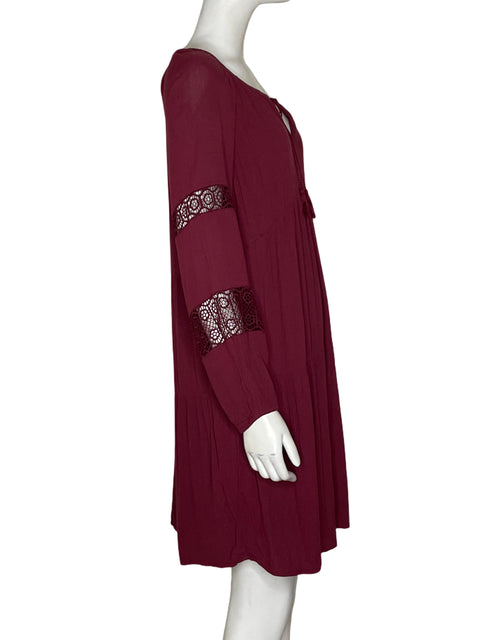 Vestido Los Navy Detalles De Encaje Midi Rojo - Talla M