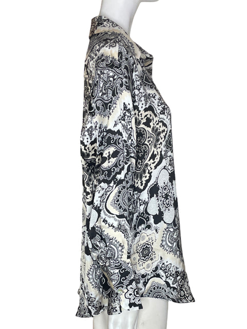 Blusa Zara Estampado Botones Negro - Talla L