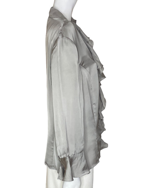 Blusa Jones New York Ruchas Manga larga Cuello v Gris - Talla L