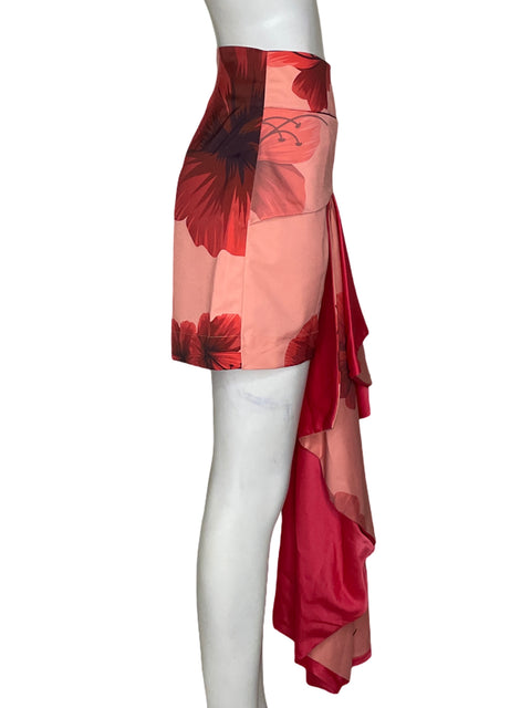 Falda Nelvis Villegas Asimétrico Estampado Floral Rosado - Talla M
