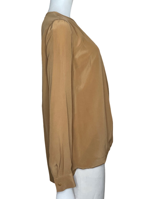 Blusa Magaschoni Manga larga Escotada Beige - Talla M
