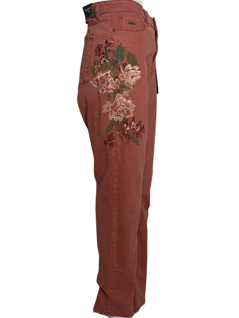 Pantalón Nine West Bordado Granercy Skinny Marrón - Talla 14