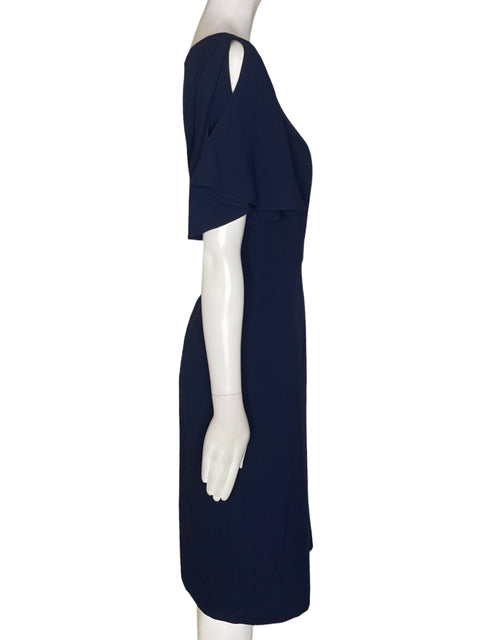 Vestido Adrianna Papell Cold shoulder Cuello v Azul - Talla 14
