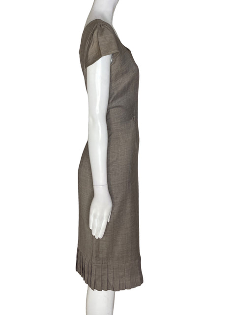 Vestido Tahari Cuello redondo Manga corta Gris - Talla 12