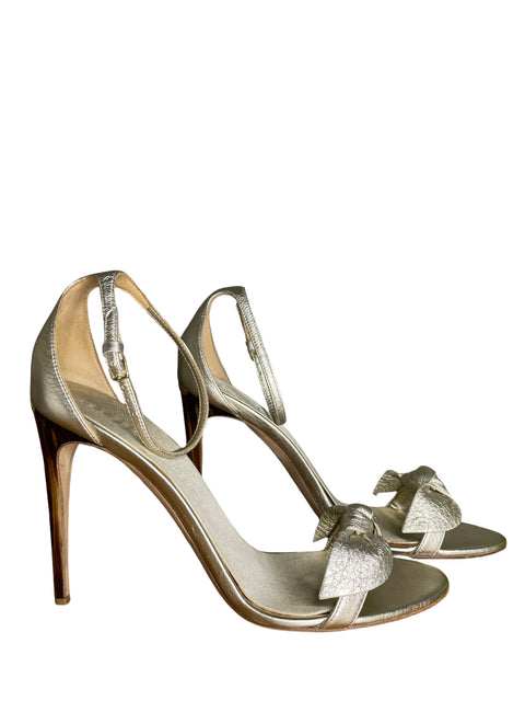 Zapato Burberry Knot Tacón alto Metalizado Plateado - Talla 5