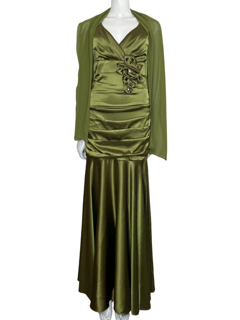 Vestido Aspeed Plisado Satinado Verde - Talla S
