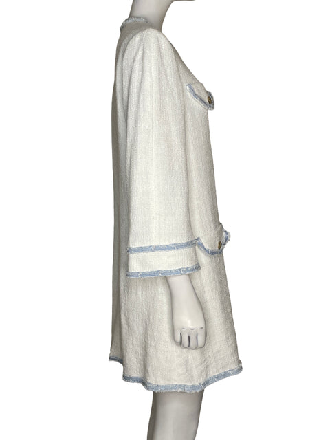 Vestido Sandro Paris Ribetes Tweed Azul - Talla 42
