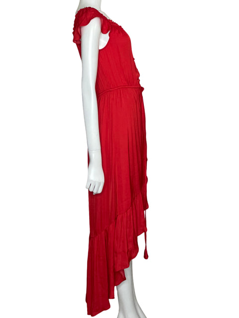 Vestido Naked Zebra Asimétrico Botones Rojo - Talla S