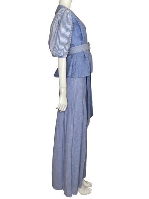 Set Argemiro Sierra Rayas Blusa+pant Azul - Talla 8