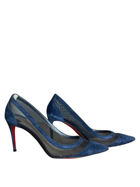 Zapato Christian Louboutin Stiletto Gamuzado Tacón alto Azul - Talla 36
