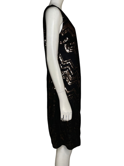 Vestido De Fiesta Nightway Lentejuelas Asimétrico Negro - Talla 10