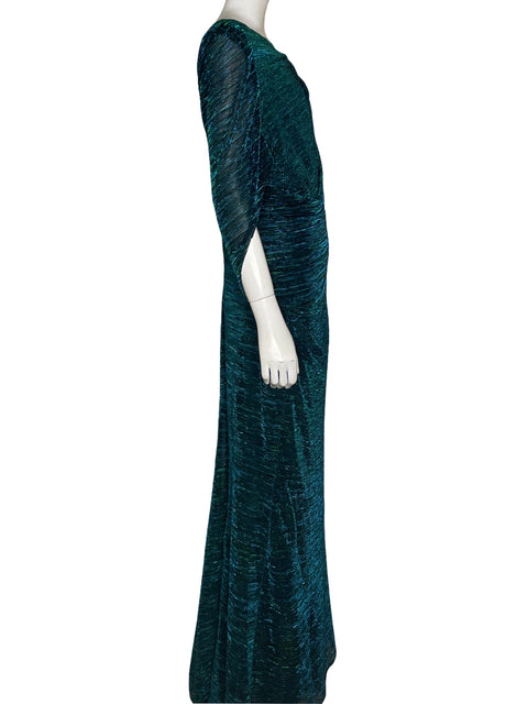 Vestido De Fiesta Betsy & Adam Brillo Maxi Azul - Talla 16