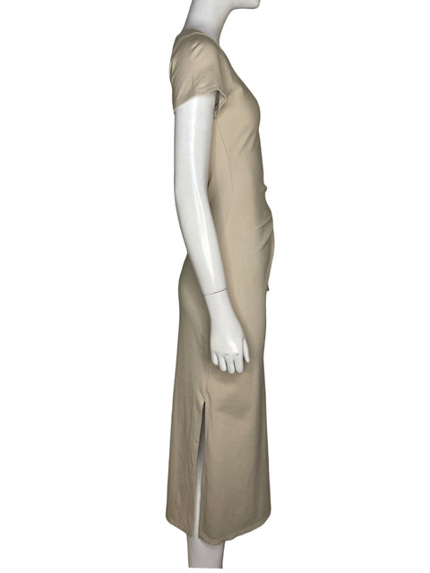Vestido Tesoro Tps Detalle Anudado Lateral Beige - Talla S