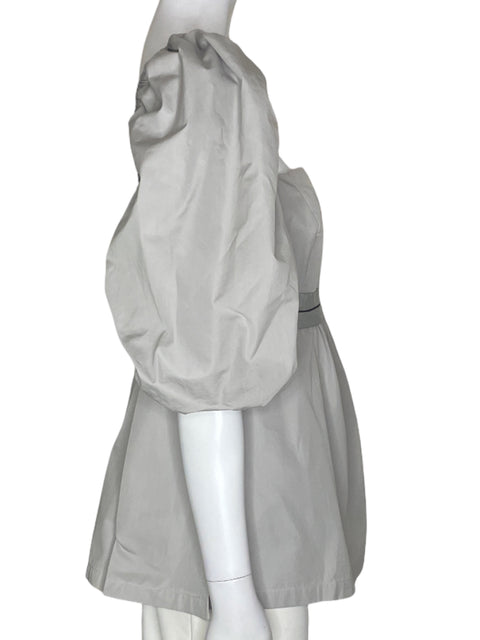 Blusa Silvia Tcherassi Abullonado Fajon Suelto Gris - Talla S