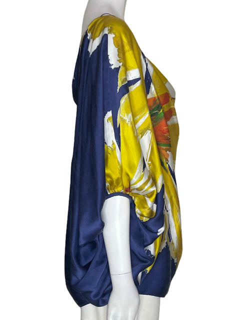 Blusa Silvia Tcherassi Estampado Manga corta Suelto Azul - Talla U