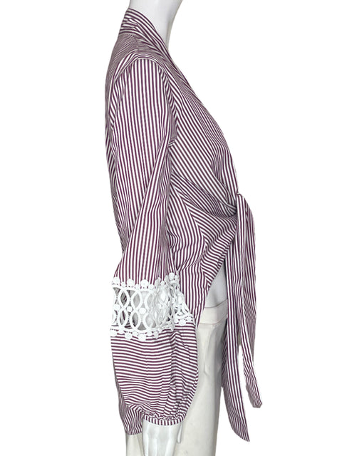 Blusa Silvia Tcherassi Rayas Cruzado Amarrado Marrón - Talla S