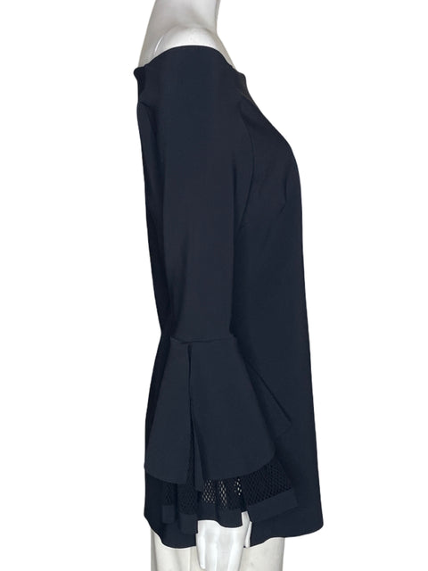 Blusa Chiara Boni Liso Ruchas Manga larga Negro - Talla S