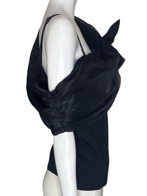 Blusa Carolina Herrera Oneshoulder Transparente Liso Negro - Talla M