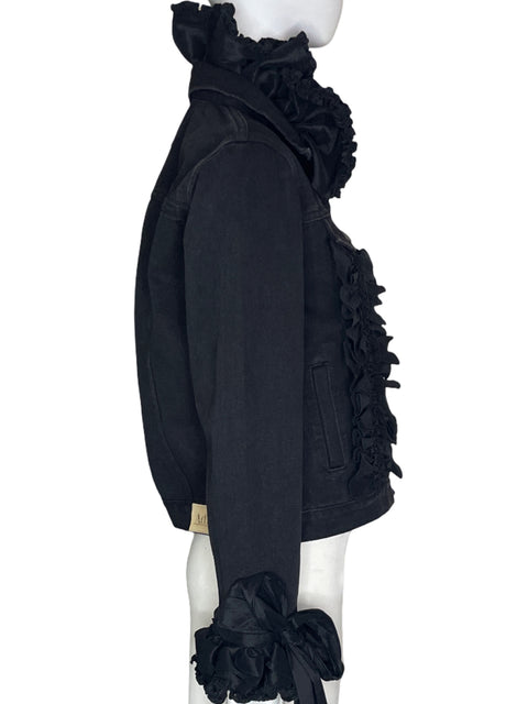 Chaqueta Adri Liso Ruchas Jeans Negro - Talla S
