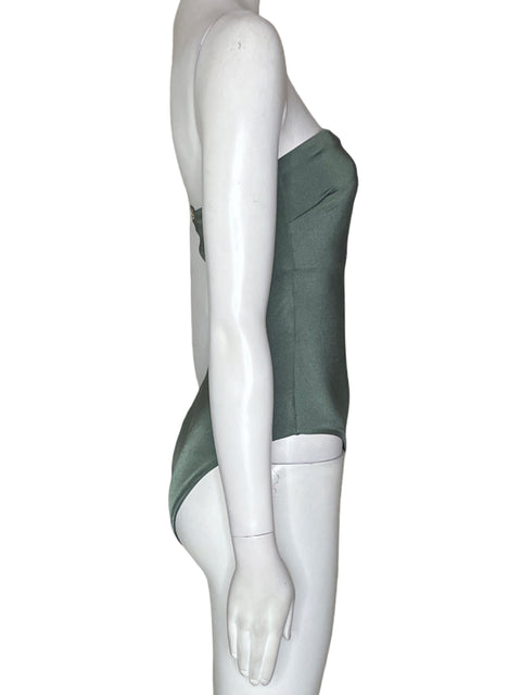 Vestido De Baño Onda De Mar Strapless Enterizo Verde - Talla S