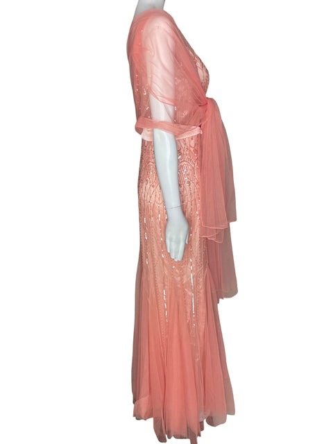 Vestido Two By Rosa Clara Pedreria Chal Transparente Rosado - Talla 6