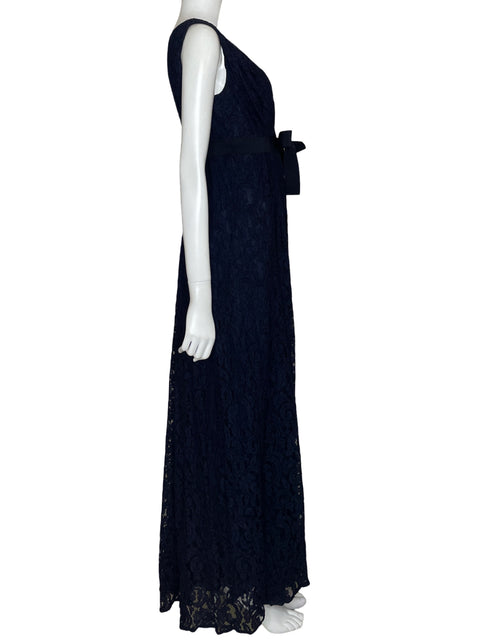 Vestido Carolina Herrera Drapeado Encaje floral Azul - Talla 4