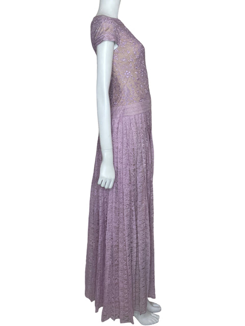 Vestido Tadashi Shoji Encaje Morado - Talla 2